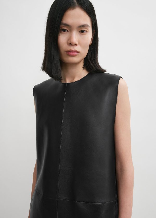 Double-faced leather top black For Discount