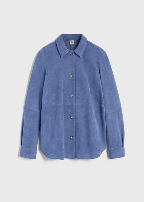 Soft suede shirt vibrant blue For Discount