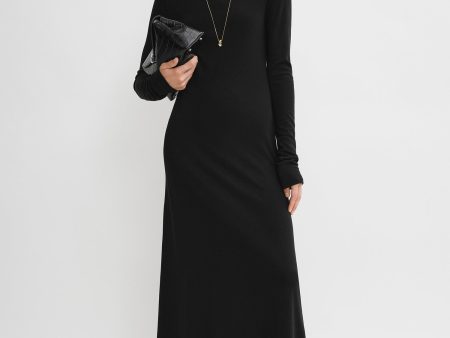 Long-sleeve jersey dress black Online Sale