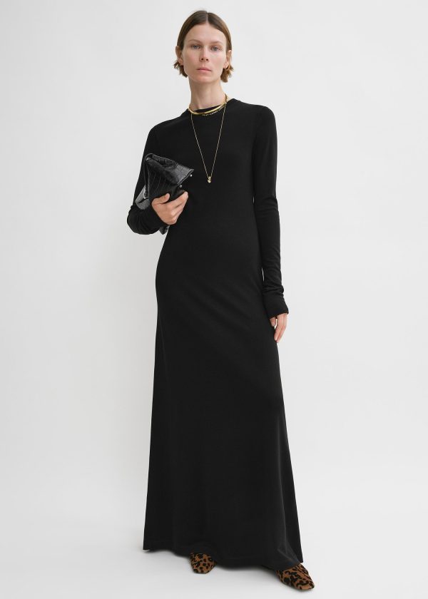 Long-sleeve jersey dress black Online Sale