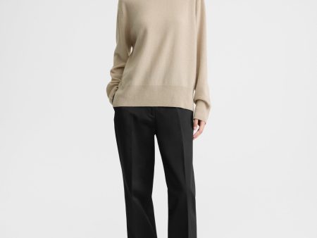 Crew-neck cashmere knit fawn Online Hot Sale