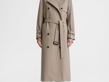 Houndstooth trench coat biscuit Online Sale