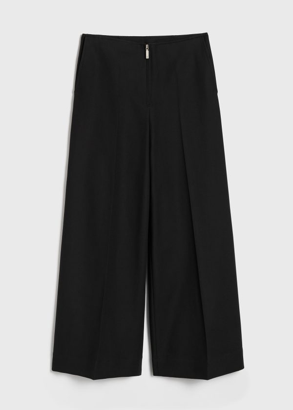 Zip-front wide trousers black Online Hot Sale