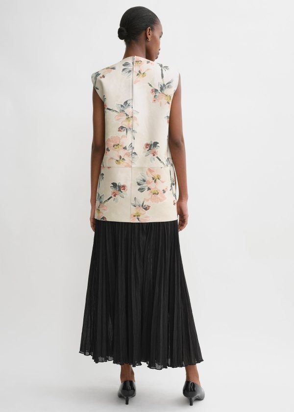 Double-faced leather top washed floral Supply