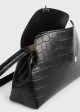 T-Lock croco-embossed clutch black For Sale