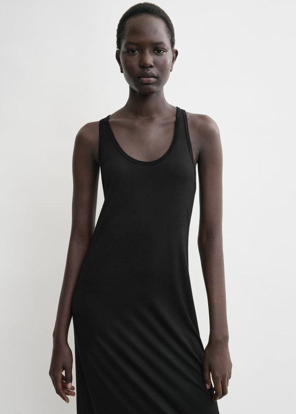 Scoop-neck jersey dress black Cheap