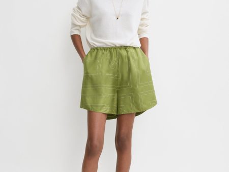 Monogram silk pj shorts laurel on Sale