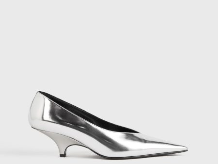 Wedge-heel faux-leather pumps silver Fashion