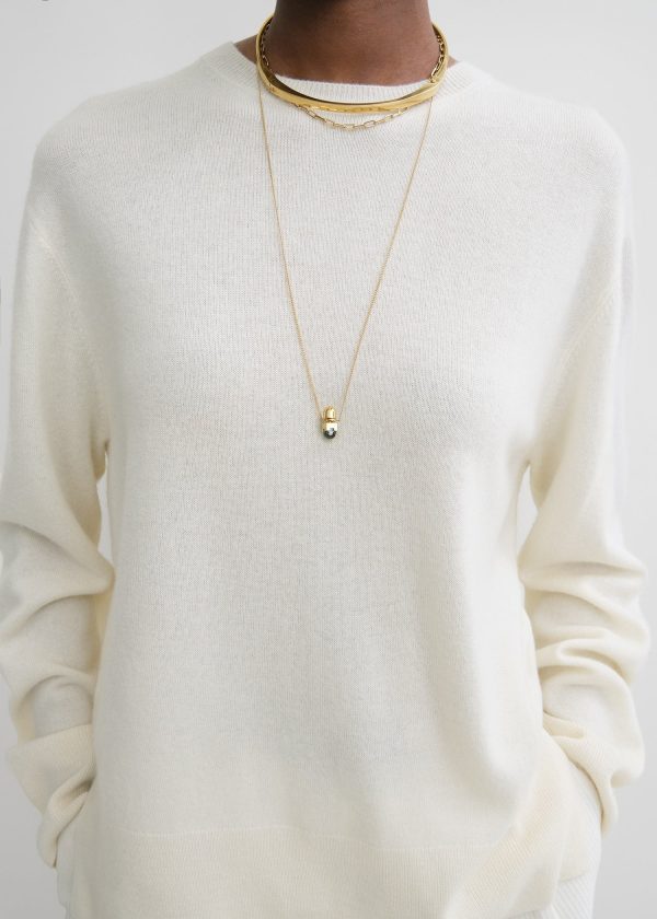 Crew-neck cashmere knit meringue Online Sale