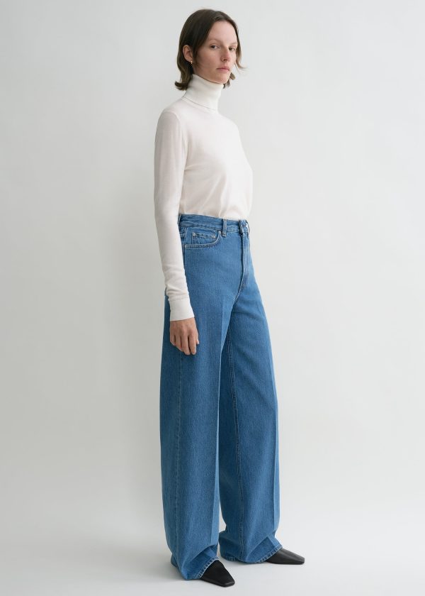 Wide leg denim vibrant blue Online Hot Sale