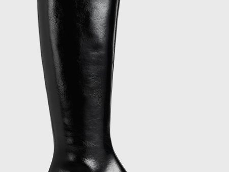 Slim patent knee-high boots black For Discount