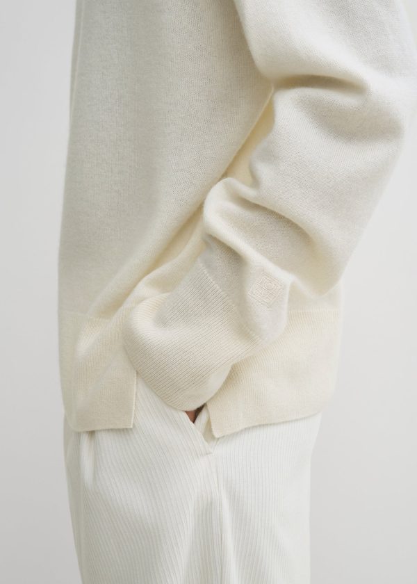 Crew-neck cashmere knit meringue Online Sale