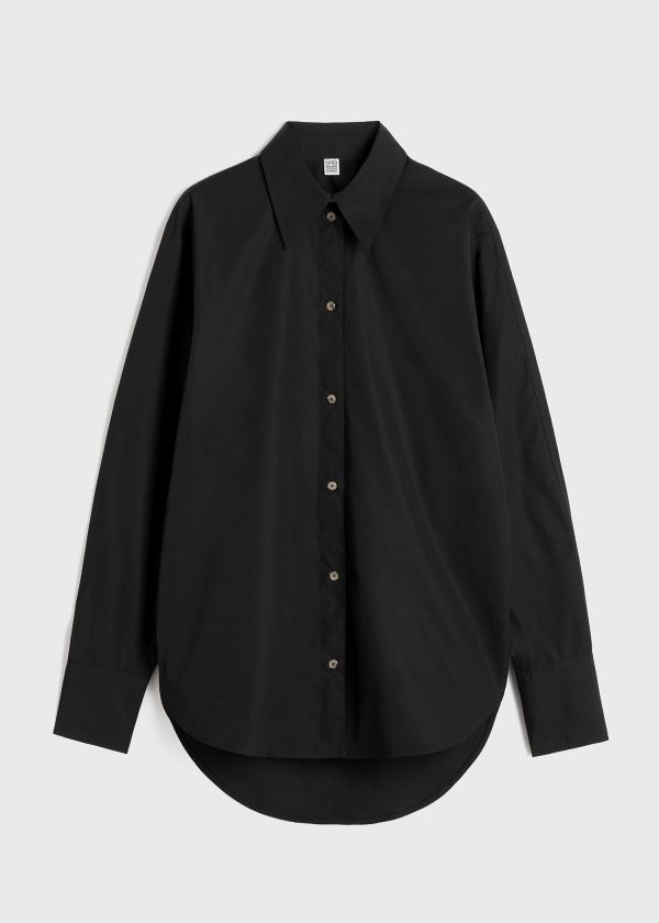 Kimono-sleeve poplin shirt black Discount