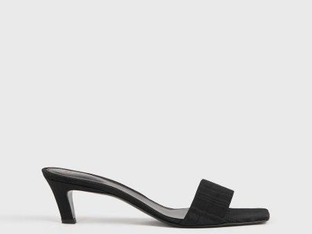 Moiré mule sandals black on Sale