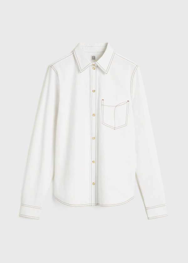 Petite tumbled cotton shirt white For Discount