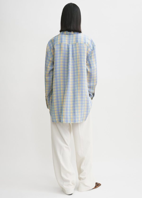 Relaxed linen-blend shirt madras check Online Sale