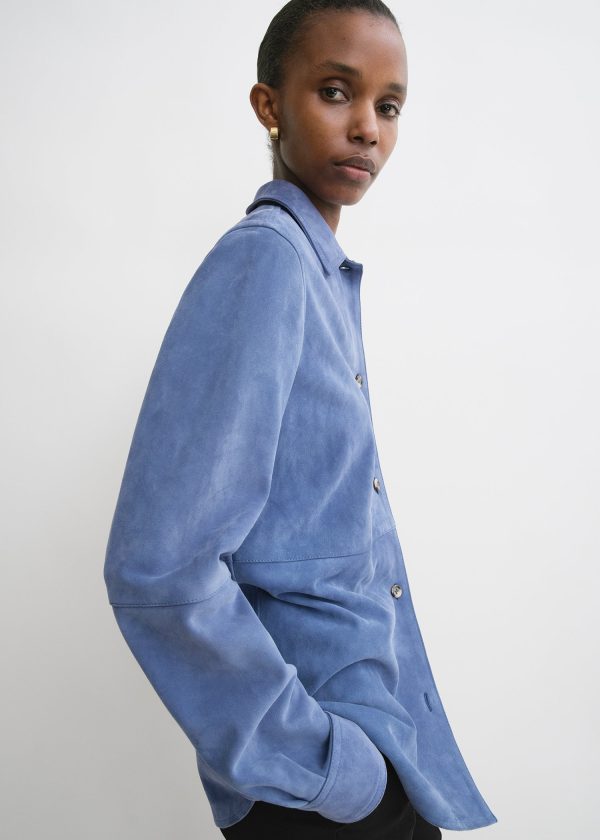 Soft suede shirt vibrant blue For Discount