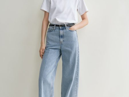 Wide leg denim cool blue Hot on Sale