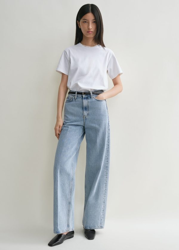 Wide leg denim cool blue Hot on Sale