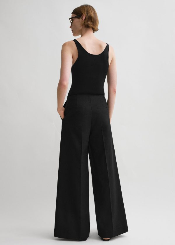 Zip-front wide trousers black Online Hot Sale