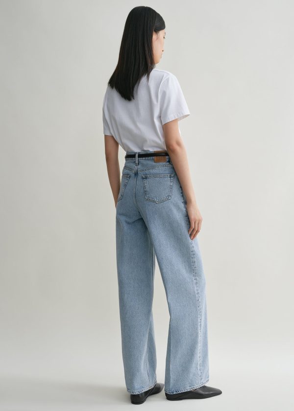 Wide leg denim cool blue Hot on Sale