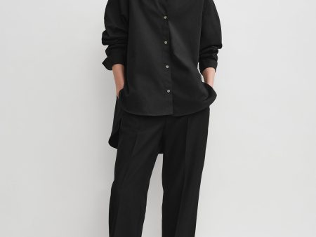 Kimono-sleeve poplin shirt black Discount