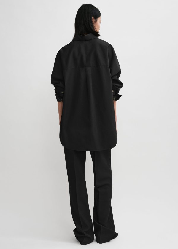 Kimono-sleeve poplin shirt black Discount