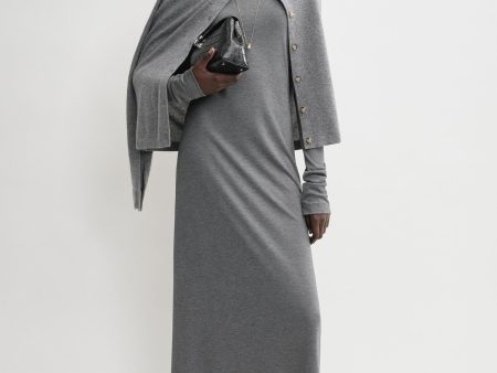 Long-sleeve jersey dress grey melange Cheap