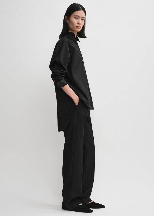 Kimono-sleeve poplin shirt black Discount