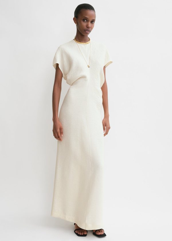 Slouch waist crinkled dress cream Online