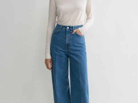 Wide leg denim vibrant blue Online Hot Sale