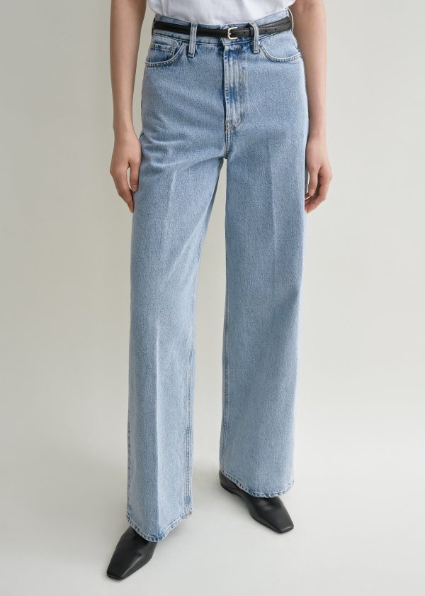 Wide leg denim cool blue Hot on Sale