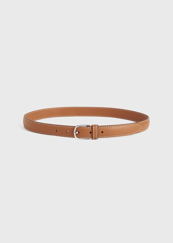 Slim grained-leather trouser belt tan Supply