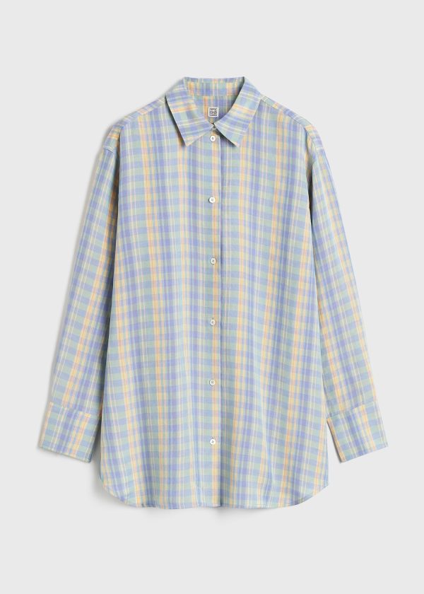 Relaxed linen-blend shirt madras check Online Sale