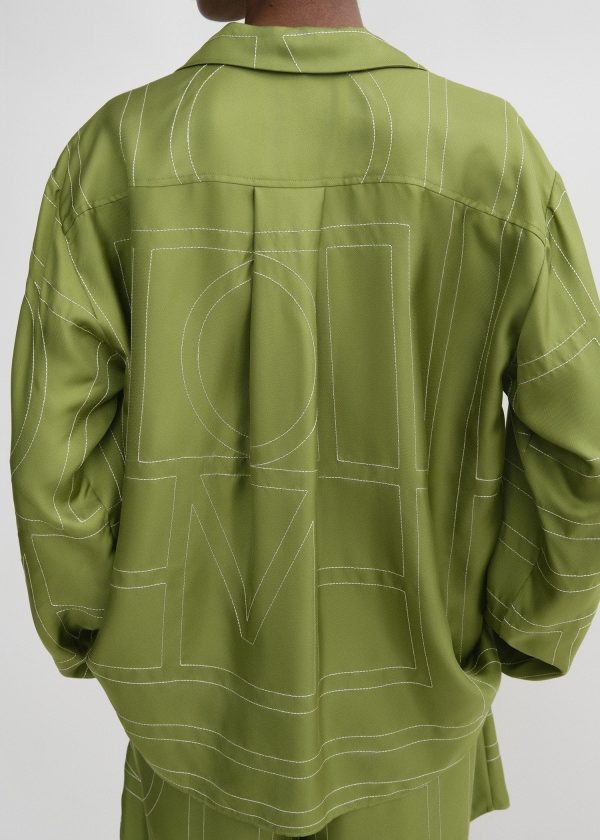 Monogram silk pj top laurel Hot on Sale