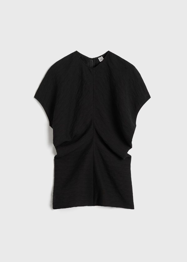 Slouch waist crinkled top black Fashion