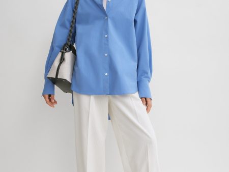 Kimono-sleeve poplin shirt cornflower Cheap