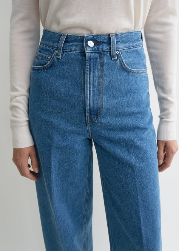 Wide leg denim vibrant blue Online Hot Sale