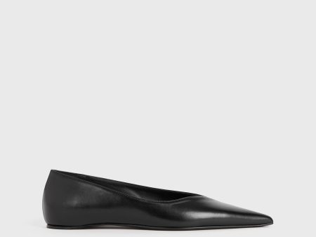 Leather asymmetric ballerinas black Online