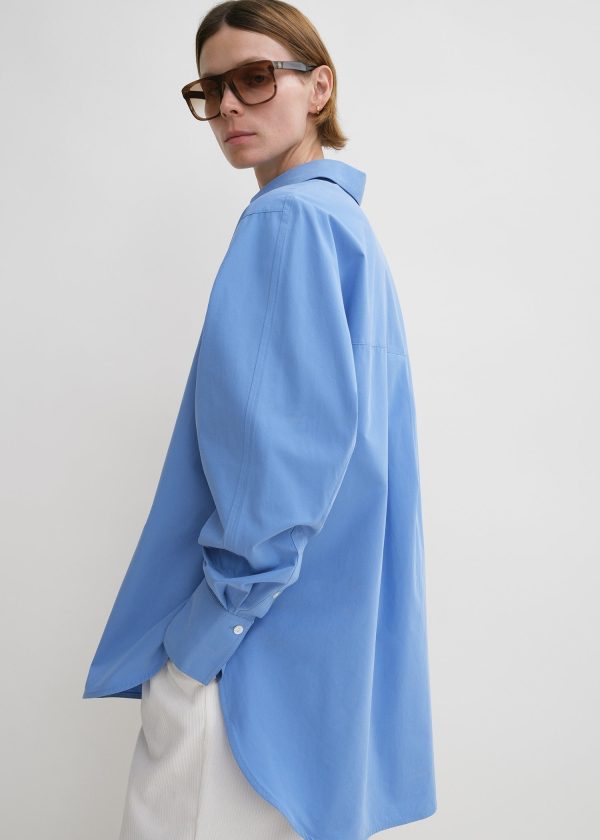 Kimono-sleeve poplin shirt cornflower Cheap