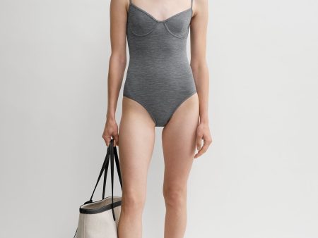 Half-cup swimsuit grey mélange on Sale