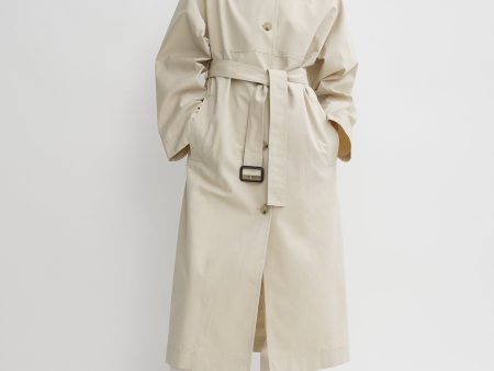 Tumbled cotton silk trench sand For Sale