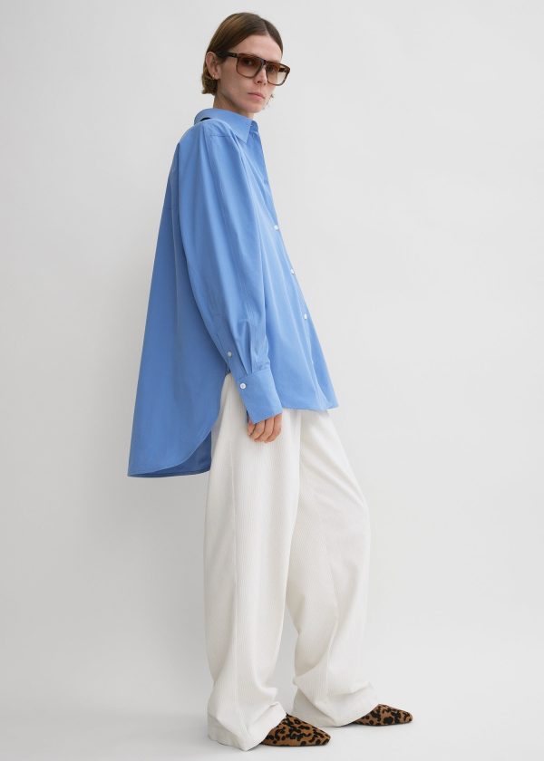 Kimono-sleeve poplin shirt cornflower Cheap