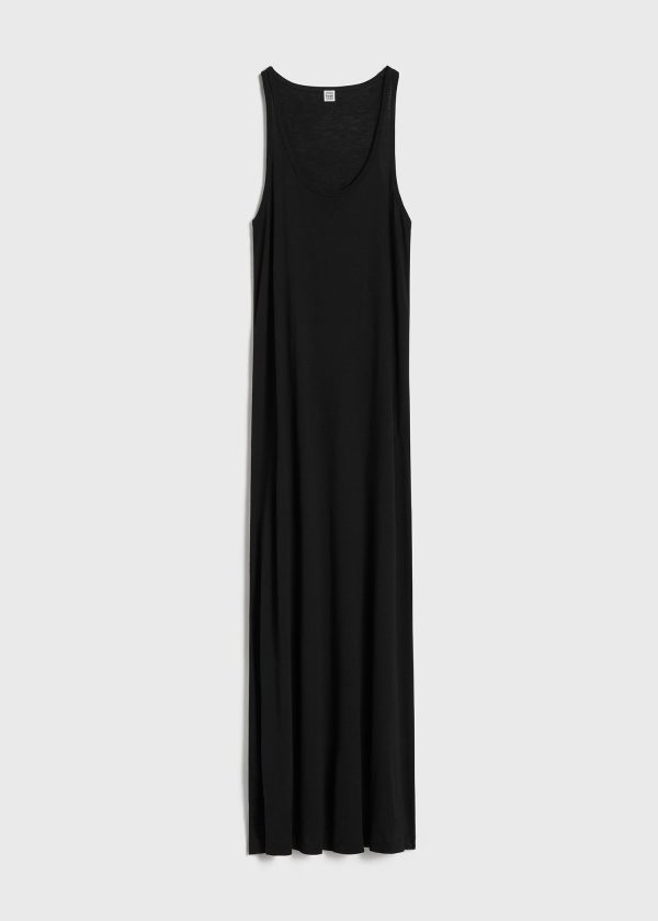 Scoop-neck jersey dress black Cheap