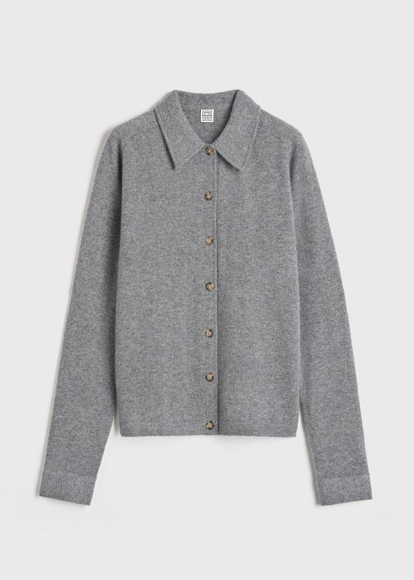 Raglan-sleeve cashmere cardigan grey melange Online Sale