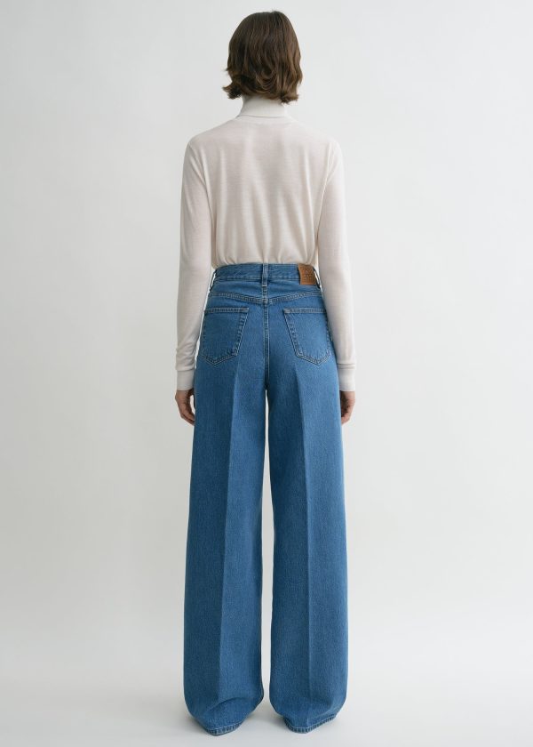 Wide leg denim vibrant blue Online Hot Sale