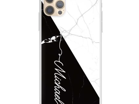 White And Black Marble iPhone 12 Pro Ultra Clear Case Online Sale