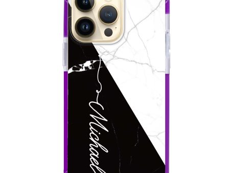 White And Black Marble iPhone 14 Pro MagSafe Compatible Ultra Shockproof Case Online now