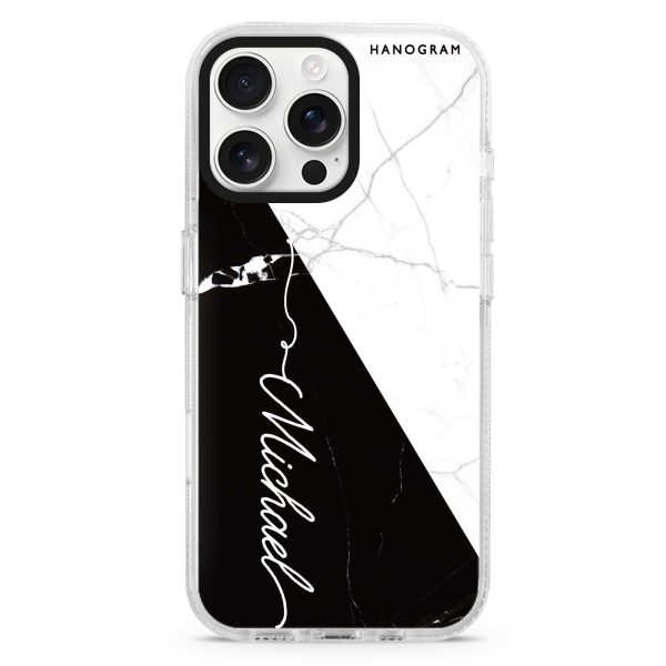 White And Black Marble iPhone 14 Pro MagSafe Compatible Ultra Clear Case For Sale