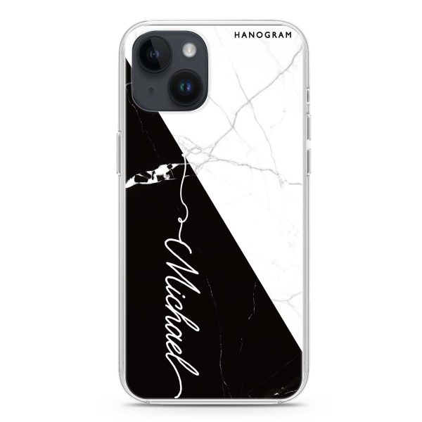 White And Black Marble iPhone 14 Ultra Clear Case Cheap